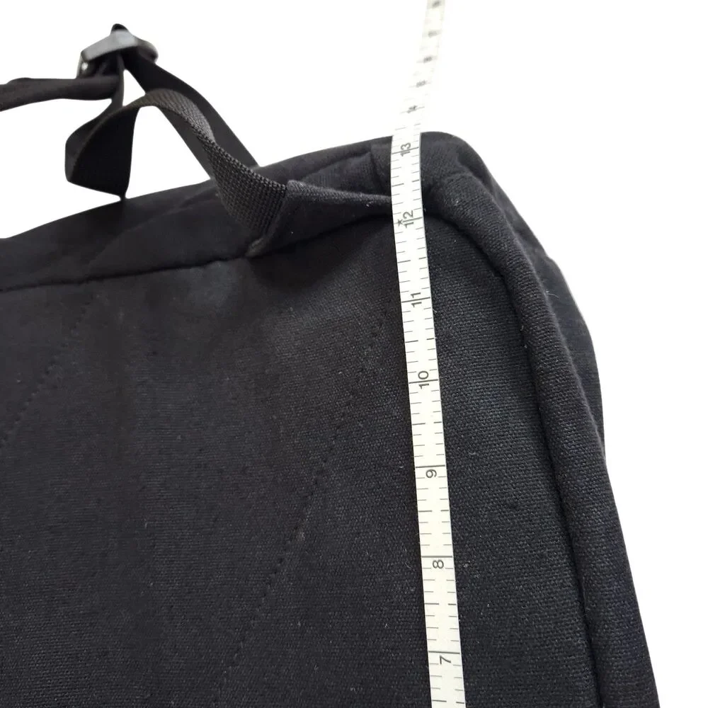 Roxy Black Canvas Backpack Gold Zippers Travel School Bookbag Faux Leather Patch